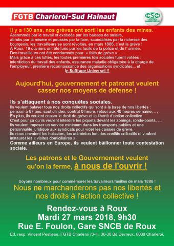 Manifestation commémorative aux martyrs de 1886 à Roux